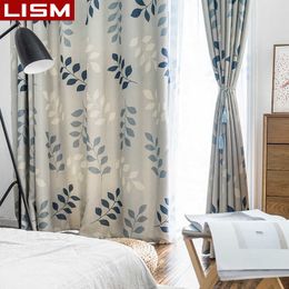 LISM Modern Printed Blackout Curtain For Living Room Bedroom Leaves Print Window Treatment Room Darkening Drapes kitchen Panel 210712
