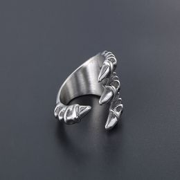 2021 Trend Retro Titanium Steel Ring Personality Men Domineering Opening Sharp Dragon Claw Rings Jewellery