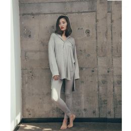 Pajamas set women modal autumn new sling trousers three-piece sleepwear suit home service wind loose shirt nightdress nightwear1