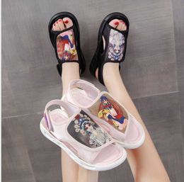 Sandals Chinese Style Casual Women's 2021 Summer Open-toed Fish Mouth Personality Avatar Flat