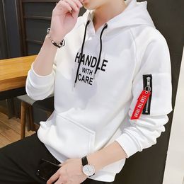 Vintage Sweatshirt Men Printed Letter Korea Style Hoodies Hooded Male Zipper Teenage Boys Pullovers Sweatshirts Men Clothing 4XL 201113