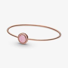 2021 925 Sterling Silver Pink Round Buckle Rose Gold Bracelet Valentine's Day Gift Women DIY Fashion Jewellery