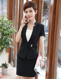 Women's Suits & Blazers Style Ladies Skirt For Women Business Summer Black Blazer And Jacket Sets Office Uniform Designs