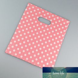 100pcs/lot White Dots Pink Plastic Bag 20x25cm Boutique Gift Packaging Bags Jewellery Plastic Gift Shopping With Handle