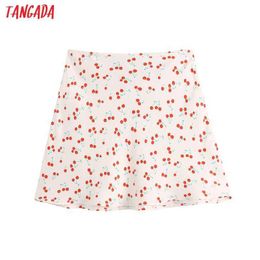 Tangada Women Floral Print Skirts Faldas Mujer Zipper French Style Female Mini Skirt BE683 210609