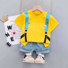 2021 Baby Summer Clothing Toddler Children Sport Boy Short Sleeve Printing T-shirt Pants Fashion Infant Clothes Set Tracksuit G220310