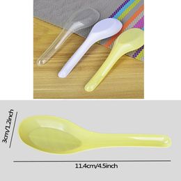 Disposable Plastic Spoon Ice Cream Cake Disposable Spoons Fast Food Takeout Dessert Soup Scoop Family Party Kitchen Tableware BH6206 WLY