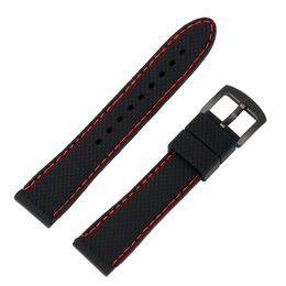 High Quality 20mm/22mm/24mm Black Silicone Watch Band Rubber Wrist Strap Waterproof Replacement Bracelet with Spring Bars