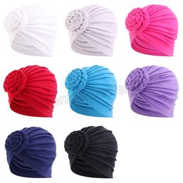 Solid Colour Elastic Headscarf Hat National Wind Baotou Hat Twist Braided Flower Hat Soft and Comfortable Chemo Beanie