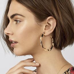 Oversize Leopard Print Acrylic Acetate Hoop Earrings Women Exaggerated Large Polygon Geometric Earrings Party Bijoux Gifts