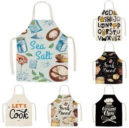 Printed Kitchen Cooking Baking Aprons Sleeveless Polyester For Women Man Home fashion dining restaurant work clothes 65x75 cm