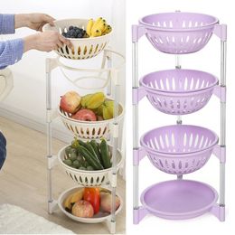 4 Tiers Kitchen Vegetable Storage Basket Multi-Functional Fruits Rack Floor Shelf