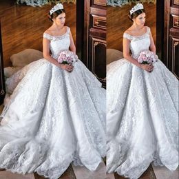 Gorgeous Princess Ball Gown Wedding Dress Sequins Lace Applique Off Shoulder Bridal Gown Bridal Dresses Plus Size Tulle Sexy Wedding Dresses