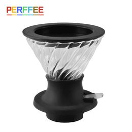 Immersion Coffee Dripper Glass V60 Pour Over Maker V Shape Drip Philtre with Push Switch Black V02 220217