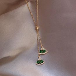 Chains Huge Bud 14k Real Gold Chain Necklace Zircon Leaf Pendant Clavicle For Women Girl Elegant Charm Choker Wedding Jewelry Gift