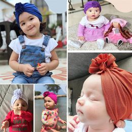 Hair Accessories Lovely Baby Hat Soft Cottcn Flower Born Elastic Headband Cute Solid Colour Cap Headwraps For Kids Infant