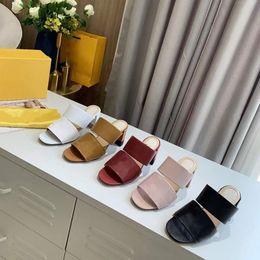 Women Embossed Mule Slides Sandals Designer Sandals Double Strap High Heels High Quality Lettering Leather Dress Shoes 5 Colour NO272