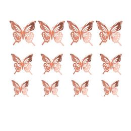 3D Hollow out Golden Silver Butterfly Wall Stickers Art Home Decorations Decals for Party Wedding 12Pcs/lot