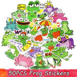 50PCS Frog Cartoon StickersCute Funny Animal Waterproof Stickers Pack Kids Toys for Laptop Car Scrapbook Room Decor Decals
