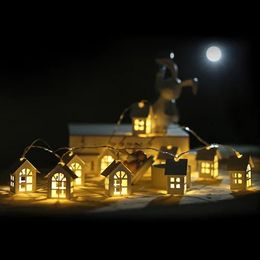 LED Christmas Decorative White House Shape Light String Nordic Style Holiday Lamp for Garden Party Room Home Decor 1.5m