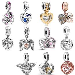 Real 925 Sterling Silver Love Heart Pendant Series Fit pandora Bracelet&Bangle Making Fashion DIY Jewellery For Women