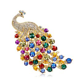 Fashion Rhinestone Peacock Bird Brooches Women Beauty Animal Weddings Party Office Brooch Pins Gifts