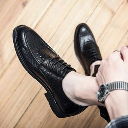 up Business Men lace Genuine Leather Shoe Brand Mens Wedding Dress outdoor fashion Formal Shoes Man 4098 s s