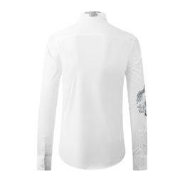 Chinese Style Dragon Embroidery Texture Shirt MEN Long Sleeve Slim Casual Mens Shirts Anti-Wrinkle Cotton Camisas Masculina