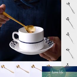 1Pcs Stainless Steel Flower Spoon With Long Handle Golden Creative Cherry Blossoms Cosmos Heart Rose Dessert Coffee Mixing Spoon