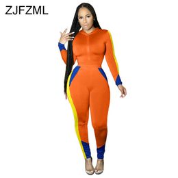 Women High Elastic Tracksuit Fitness Two Pieces Set Hooded Long Sleeve Tops and High Waist Legging Colour Block Sporting Outfits Y0625