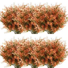 Decorative Flowers & Wreaths 24 Bundles Artificial Fall Boxwood No Fade Faux Autumn Plants,Indoor Outdoor Greenery For Thanksgiving Wedding