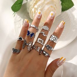 S2592 Fashion Jewellery Knuckle Ring Dazzle Colour Hug Love Flower Frog Butterfly Animal Rings Set 12pcs/set