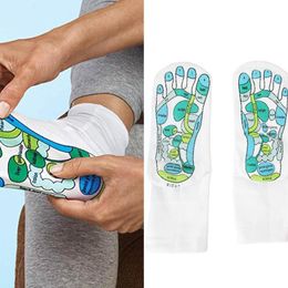 Men's Socks Acupressure Physiotherapy Massage Relieve Tired Reflexology Illustration English Full Point Foot T9p5