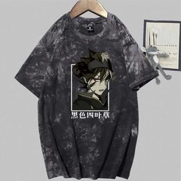 Black Clover Anime T-shirt Short Sleeve Round Neck Tie Dye Summer Y0809