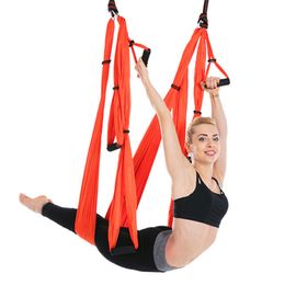 Anti-gravity Aerial Yoga Handles Hammock Fly Swing Trapeze Yoga Inversion Exercises Device Home GYM Hanging Belt Tape Full Set 6 Q0219