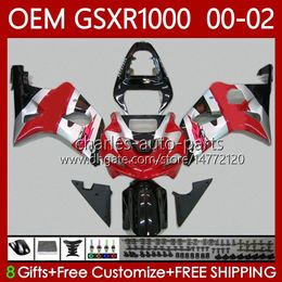 OEM Bodywork For SUZUKI K2 GSX R1000 GSXR 1000 CC 2001 2002 2002 Body Red silvery 62No.95 GSXR1000 GSX-R1000 01-02 1000CC GSXR-1000 00 01 02 Injection mold Fairing kit