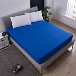 Super Soft Solid Fitted Sheet Mattress Cover with all-around Elastic Rubber Band Bed Sheet Home el Bedding Sheets 210626