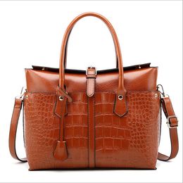 2021 new women's bag briefcase fashion crocodile pattern handbag simple and versatile one-shoulder diagonal large bags