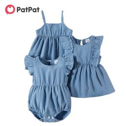 Summer 3pcs Baby Girl elegant Solid Dress for 3-24M Short-Sleeve 100%Cotton Set Clothes 210528
