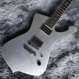 2021 NEW Grand Iban Style Custom Electric Guitar Silver Sparkling Finish Dot Inlay Neck Chrome Hardware Accept Customised