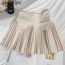 Women Pleated Mini Short Skirt Solid High Waist Summer Fashion Skirts Arrivals Korean Chic Faldas A Line 210601