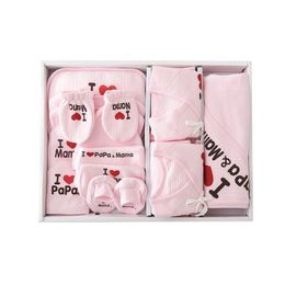 15 PCS Unisex I Love Papa Mama Girl Boy Sets Cotton Baby Gift Package Newborn Supplies Clothes Roupas de bebe 210309