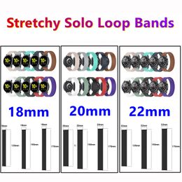 18mm 20mm 22mm Stretchy Solo Loop Silicone Straps Sports Band Elastic Replacement Wristband For Samsung Watch 41mm 45mm Active2 S2 S3 Huawei Watch3 Pro
