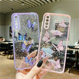 Butterfly Candy Colour Glitter Phone Cases For iPhone 11 Pro XR XS Max 7 8 Plus X Soft TPU Hard PC Back Cover Gift A71 A42 A52 A72 S30 case