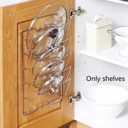 Anti-fall Metal Drying Pan Pot Rack Cover Lid Rest Stand Spoon Holder Kitchen Tool 5 Layer 211110