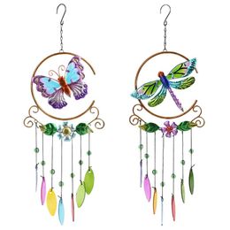 Decorative Objects & Figurines Butterfly Metal Wind Chimes Wall Art Decoration 7-Color Campanula Pendant Wedding Party Porch Patio Window To