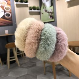 10 color Mink Fur Hair Rope Scrunchie Women Girls Elastic hair Rubber band Gum Ponytail Holder girl hair accessories headband 26C3