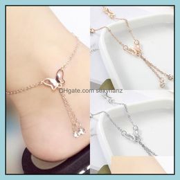 Anklets Jewellery Fashion Butterfly Anklet Chain Tassels Dangle Ankle Bracelet S533 Drop Delivery 2021 Iq1Ff