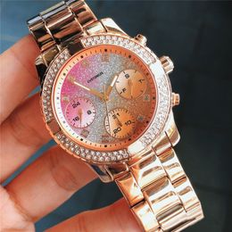 New Minimalism Design Geometric Glitter Watches Women Stainless Steel Multi-function Quartz Wristwatch Ladies Colourful Dial