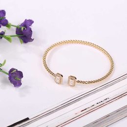 Simple Daily Life Women's Fashion Bracelet Open Style Clear Zircon Ladylike Cuff Bangle Jewelry Accessory Gift for Girls Q0717